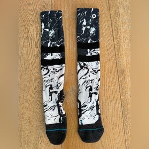 Stance Black and White Marble Socks kids large worn 1x